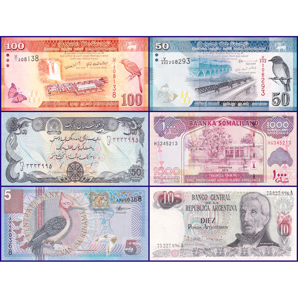 Set of 6 Foreign Currency Banknotes New UNC Condition (B008006)