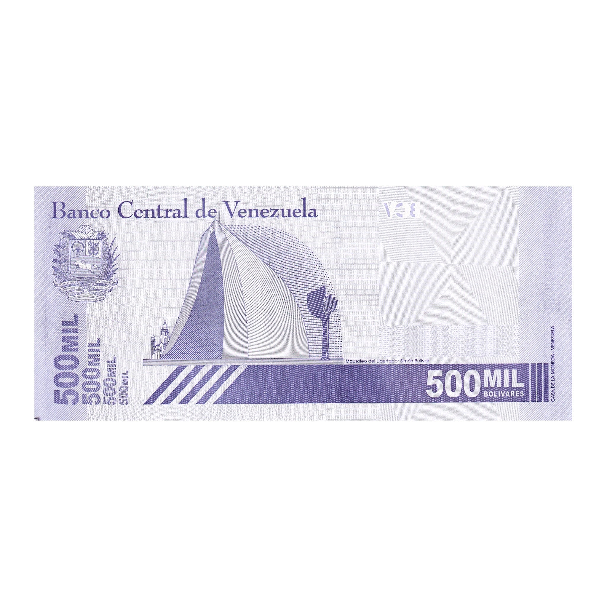 (2) Uncirculated Venezuela 500,000 Bolivar Soberano Banknotes